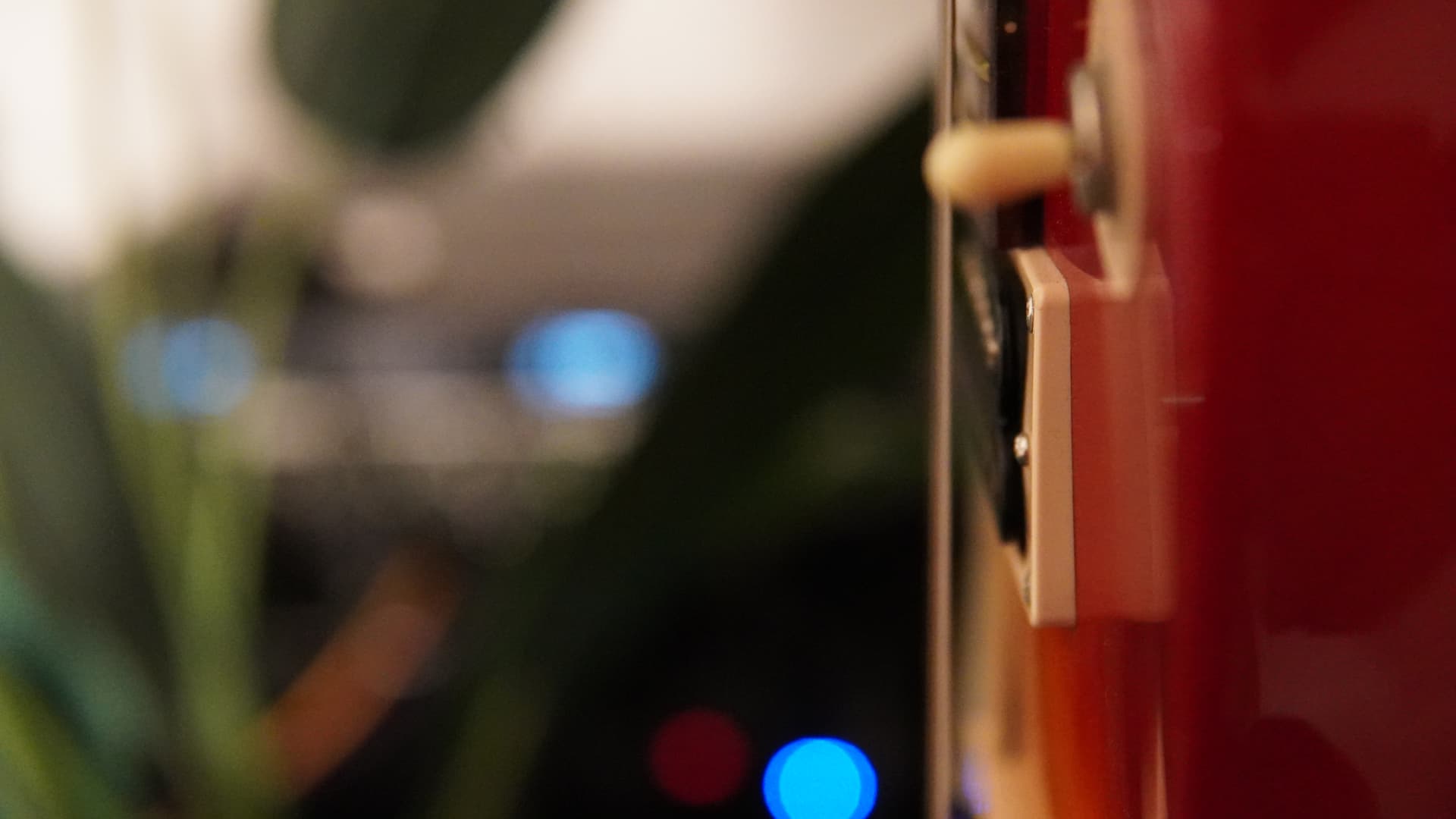 Close-up of a guitar in the IEM room